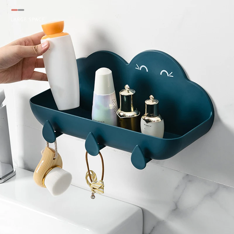 

Clouds Bathroom Shelf Space Saving Innovative Wall Mounted Multifunctional Non Perforated Bathroom Storage Rack TS1