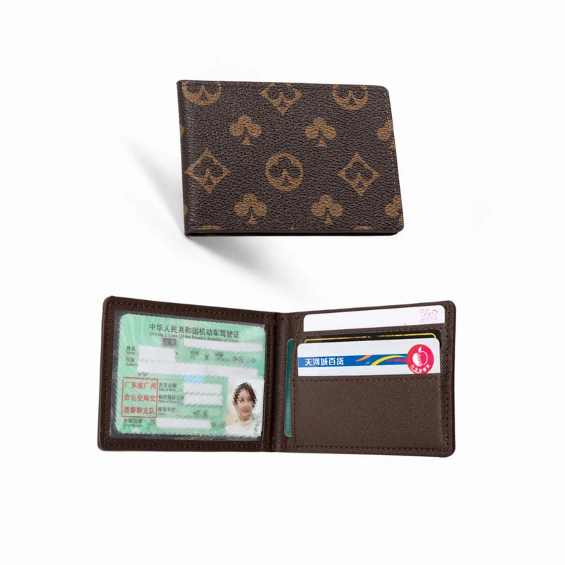

Fashion Driver's License Protective Cover Men Women Credit ID Card Holder Multi-function Short Slim Wallet Luxury Printed Purse