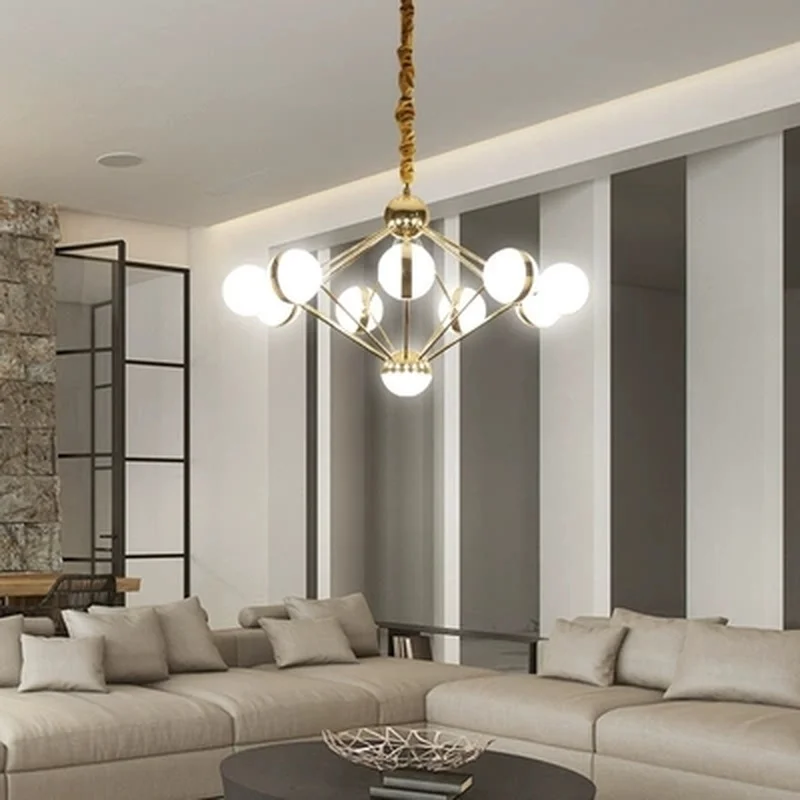 Люстра из хромированной пластины золотистая металлическая светодиодная люстра 5