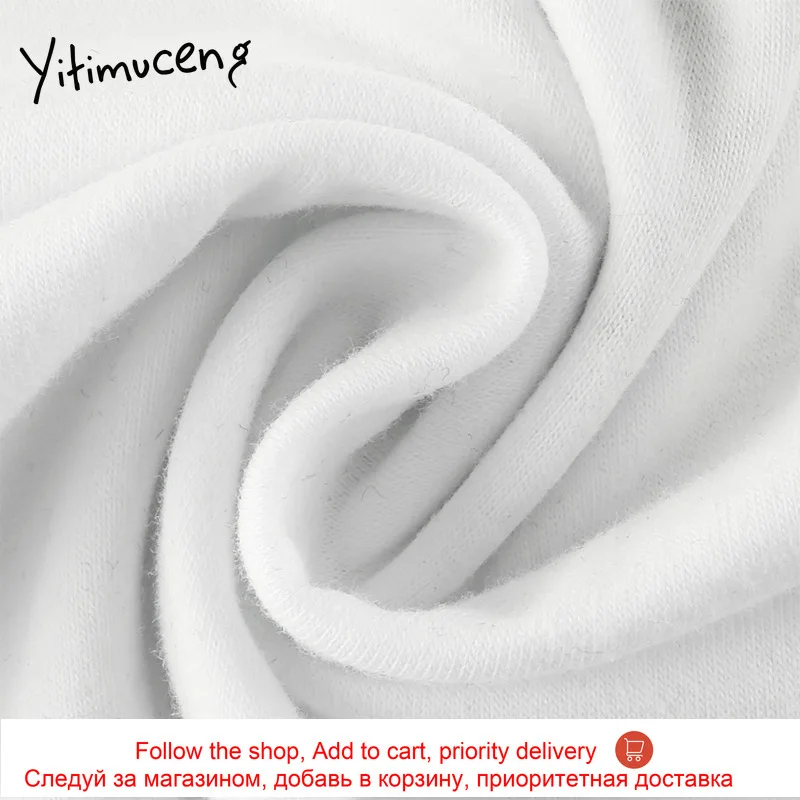 

Yitimuceng Print Graphic Tshirts Woman Letter black White Short Sleeve Loose O-Neck tees 2021 Summer Korean Fashion Streetwear