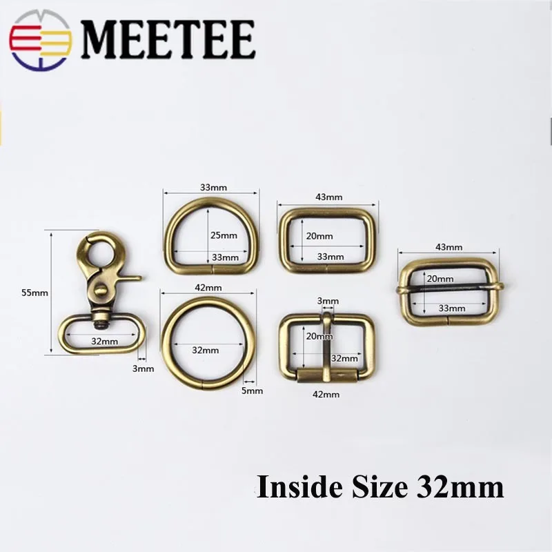 Meetee 1 комплект (6 шт.) 20/25/32/38 мм O D Кольцо квадратная регулирующая пряжка с иглой для