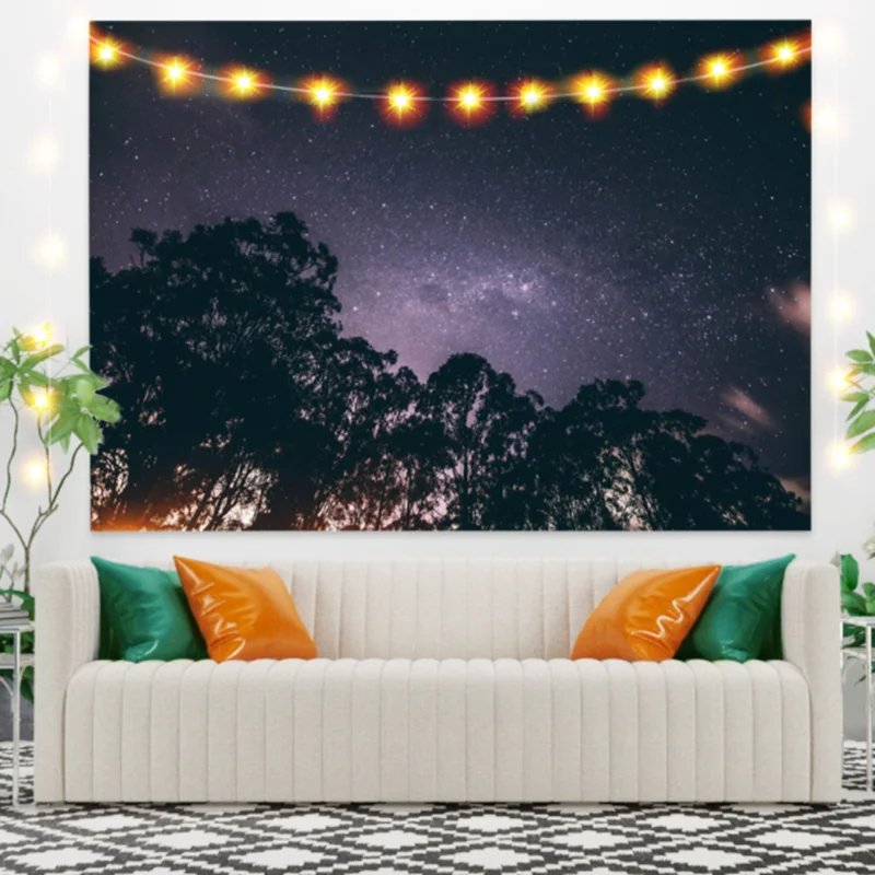 

Tapestry Mandala INS Psychedelic Scene Starlight Sky Starry Sky Forest Wall Hanging Mat Bohemian Towel Home Art Decoration