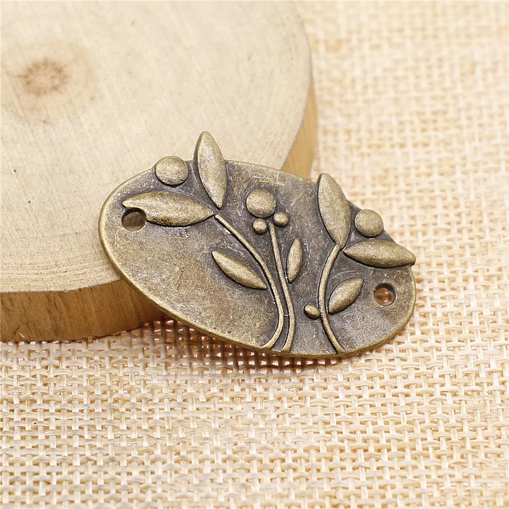 

free shipping 18pcs 38x25mm antique bronze Flower connector charms diy retro jewelry fit Earring keychain hair card pendant
