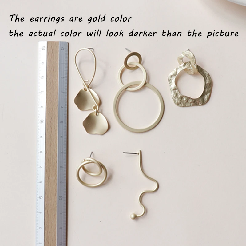 Женские матовые сережки гвоздики AOMU Hyperbole круглые с геометрическим узором и