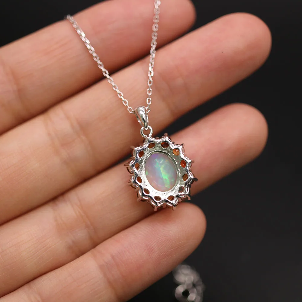 TBJ natural opal cut gemstone pendant oval cut 8*10mm real brazil tourmaline fine jewelry 925 sterling silver for women  gift
