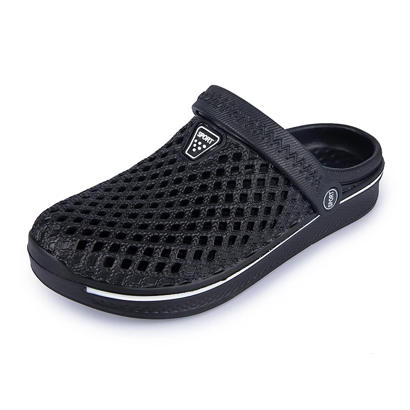 

Sandals Outdoor Men Summer 2021 Hole Shoes PU Clogs Women Garden Shoes Black Beach Flat Sandals Slippers