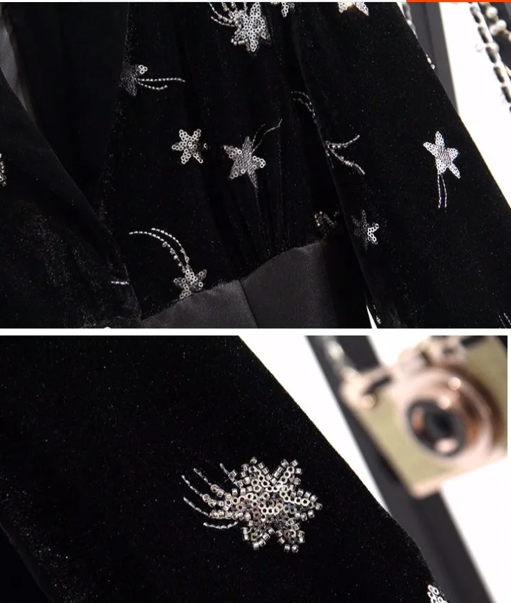 Женское платье с V образным вырезом маленькое однобортное воздушным рукавом и