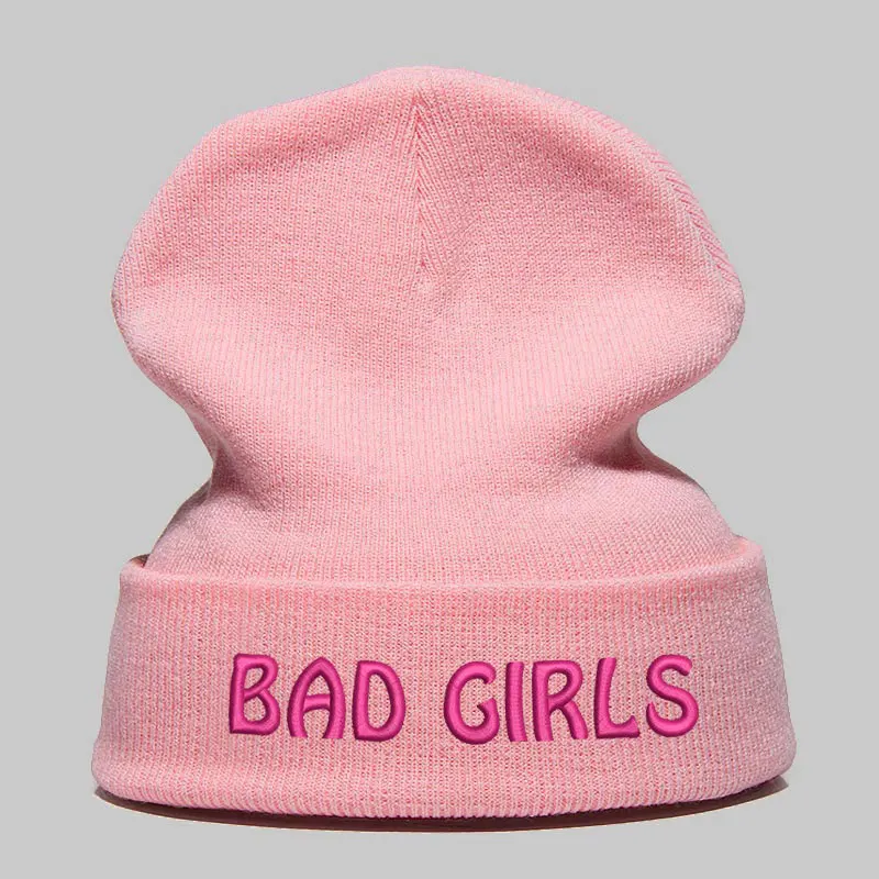 Beanie шляпа Skullie шапка, вязаная шапка-носок Зимняя Вышивка в стиле панк Для мужчин Для женщин подростков уличных танцев забавные персонализированные Csutomized плохие девчонки