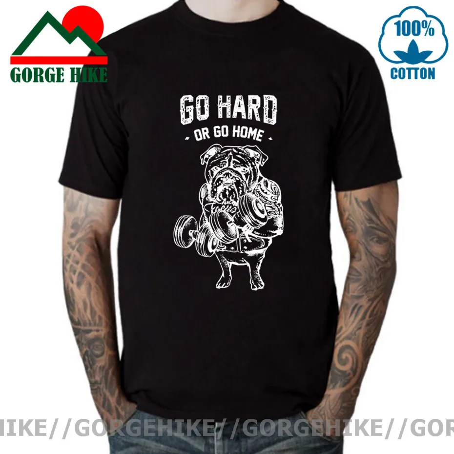 GorgeHike Мужская футболка английский Pulldog вернуться домой или надписью Go hard мужские