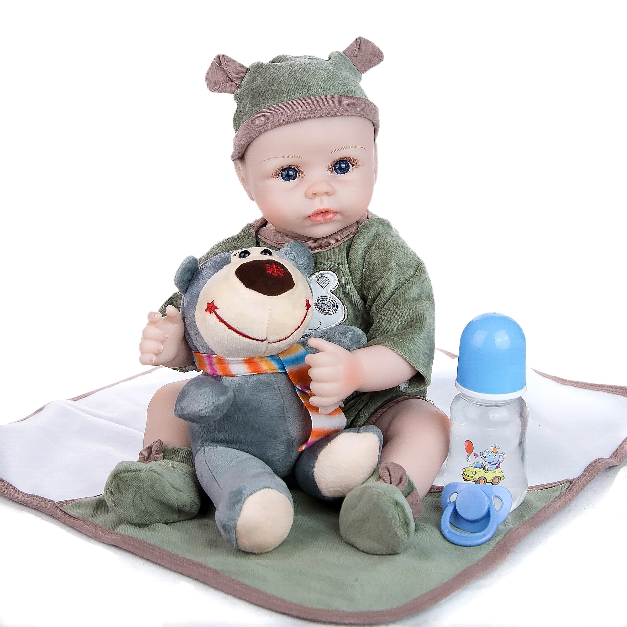 KEIUMI New Design Reborn Baby Doll 48 cm Silicone Soft Cloth Body Realistic Newborn Boy Toy Beld Head Toddler Birthday Gift | Игрушки и