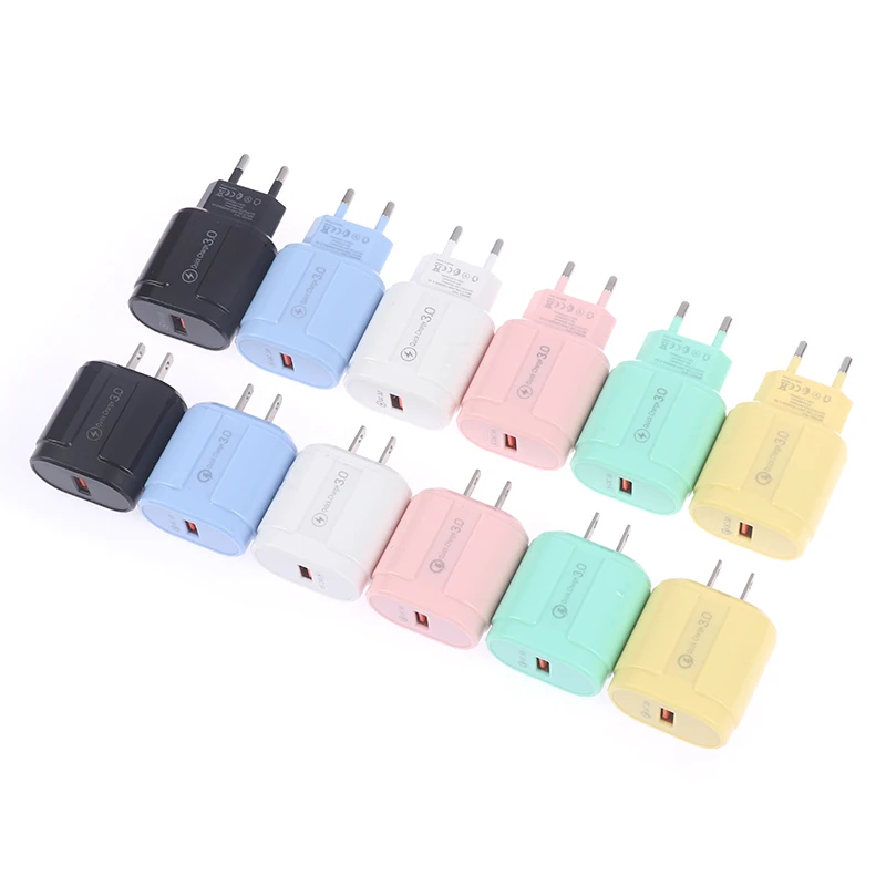 

18W USB Charger 3A QC3.0 Fast Charging Mobile Phone Adapter For IPhone12 Pro Max EU/US Plug Wall Charger For Xiaomi Huawei