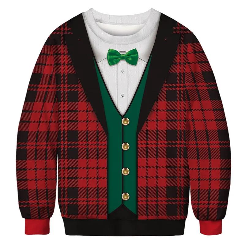Ugly Christmas Sweater Mens Womens Holiday Sweatshirt 3D Funny Print Autumn Winter Jumpers Tops Pullover Xmas Clothing | Мужская одежда