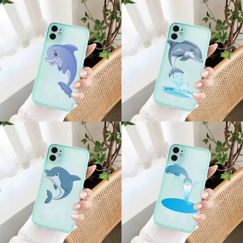 

cute dolphin Phone Case For iPhone 12 11 Pro XS Max XR X 8 7 Plus Camera Protection Bumper cover