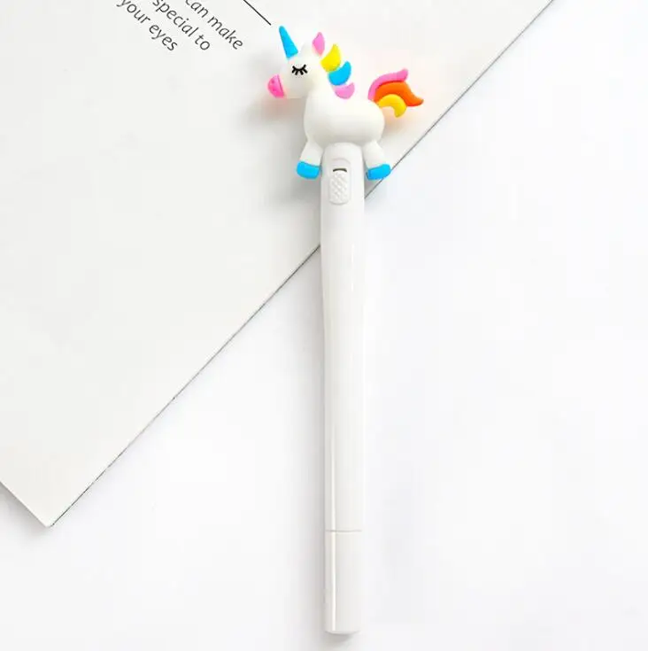 1 шт Licorne свет единорога черные чернила гелевая ручка животное ручка для письма шариковые ручки детский подарок школьные офисные ученики канцелярские принадлежности - Цвет: white unicorn B