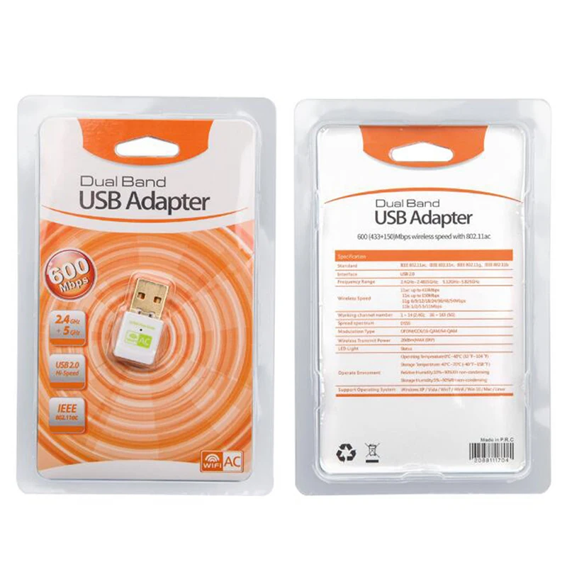 

600Mbps 5Ghz USB Wi-Fi Adapter WiFi Receiver PC Antenna USB WiFi Adapter Network Card USB Ethernet WiFi Dongle USB Wi Fi Adapter