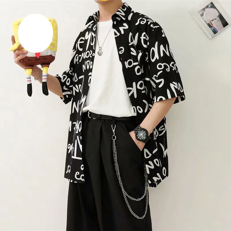 

Hip Hop Short Sleeve Men's Shirts Fashion Streetwear Men Casual Trend Harajuku Men Clothing Tops Shirts Summer Men's Shirts