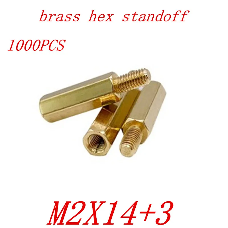 

1000pcs/lot M2*14+3 M2 male to female brass standoff spacer