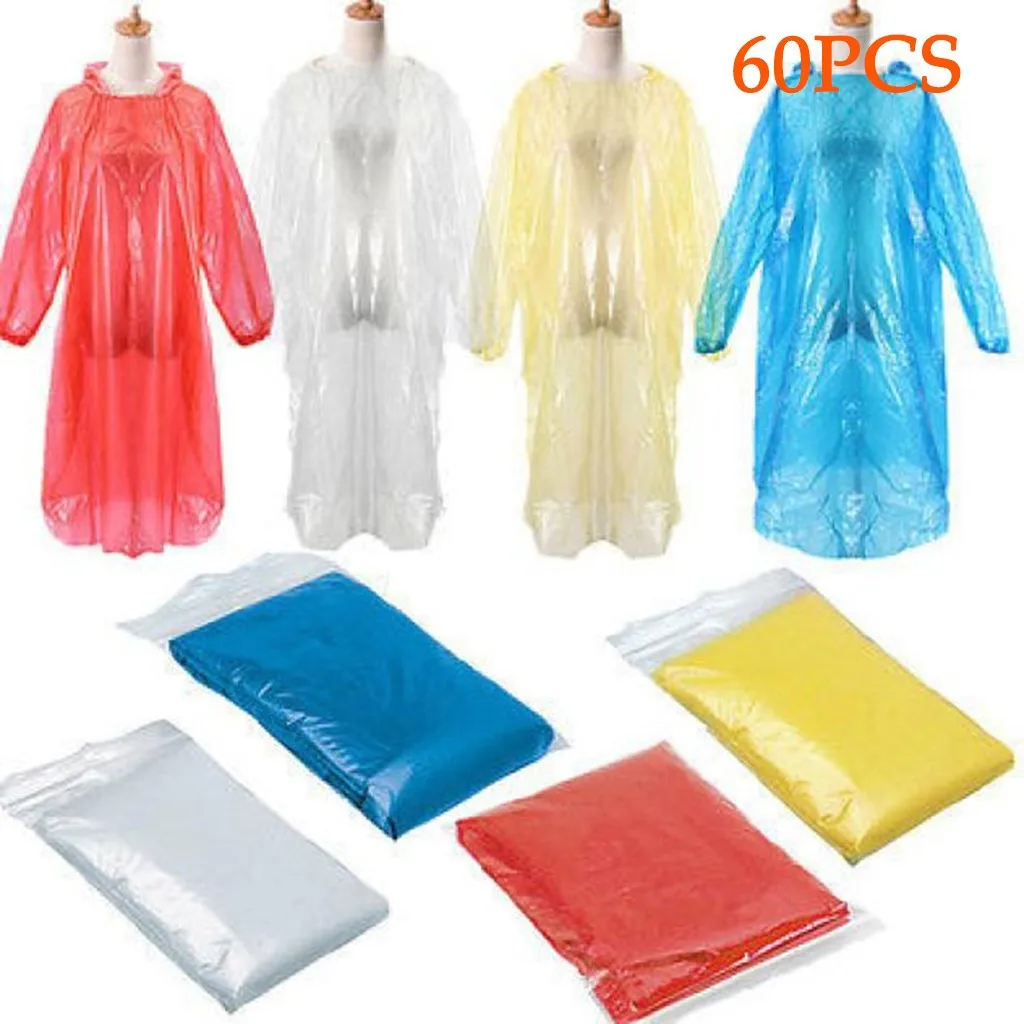 

Disposable Raincoat Adult Emergency Waterproof Rain Coat Hiking Camping Hood 60PCS/80pcs Hiking Camping Travel Raincoats