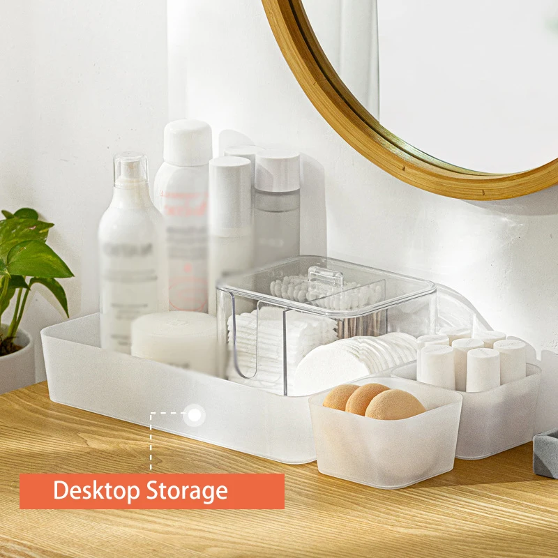 Drawer Cosmetic Organizer Box Transparent Plastic Desk Storage Makeup Jewelry Stationery tableware Closet Organizers | Дом и сад