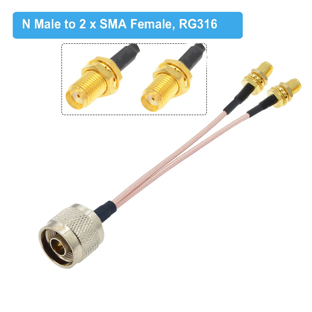 N сплиттер Pigtail Male к 2 x SMA Female 4G LTE антенный адаптер сплиттер-Сумматор RG316 RF