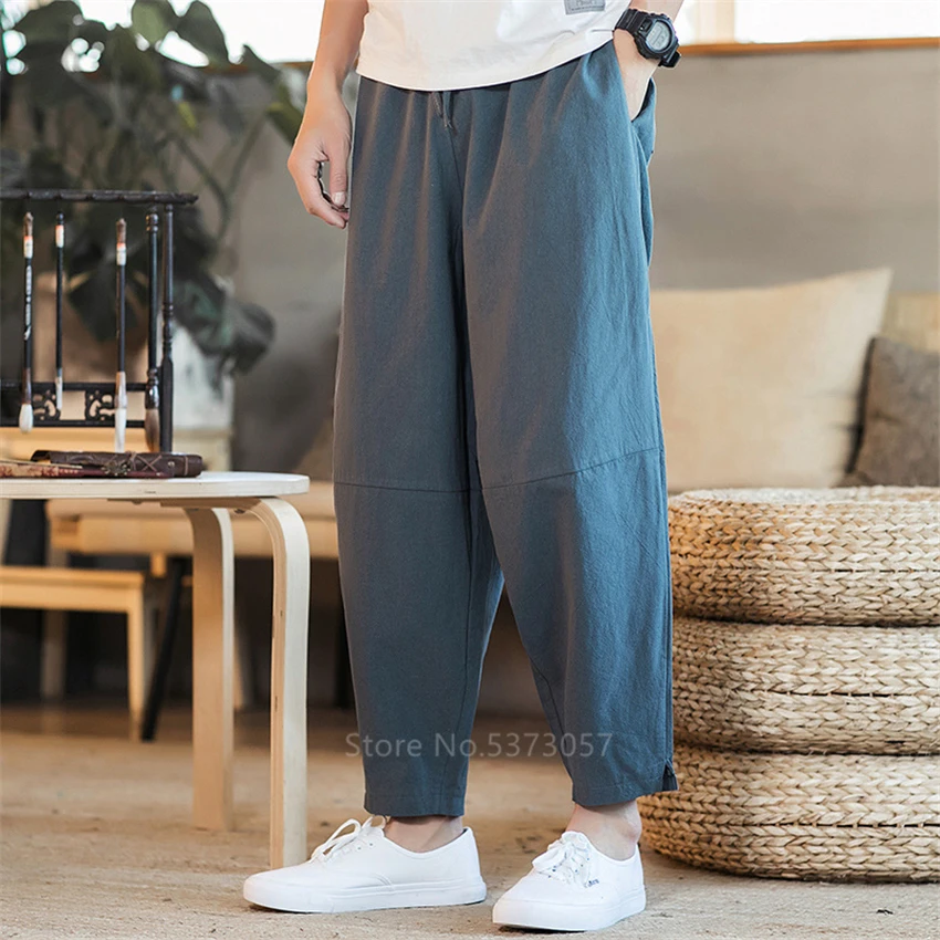 

Japanese Pants Vintage Men Samurai Costume Leisure Fashion Wide Leg Trousers Haori Japan Male Harajuku Asian Kimono Harem Botton