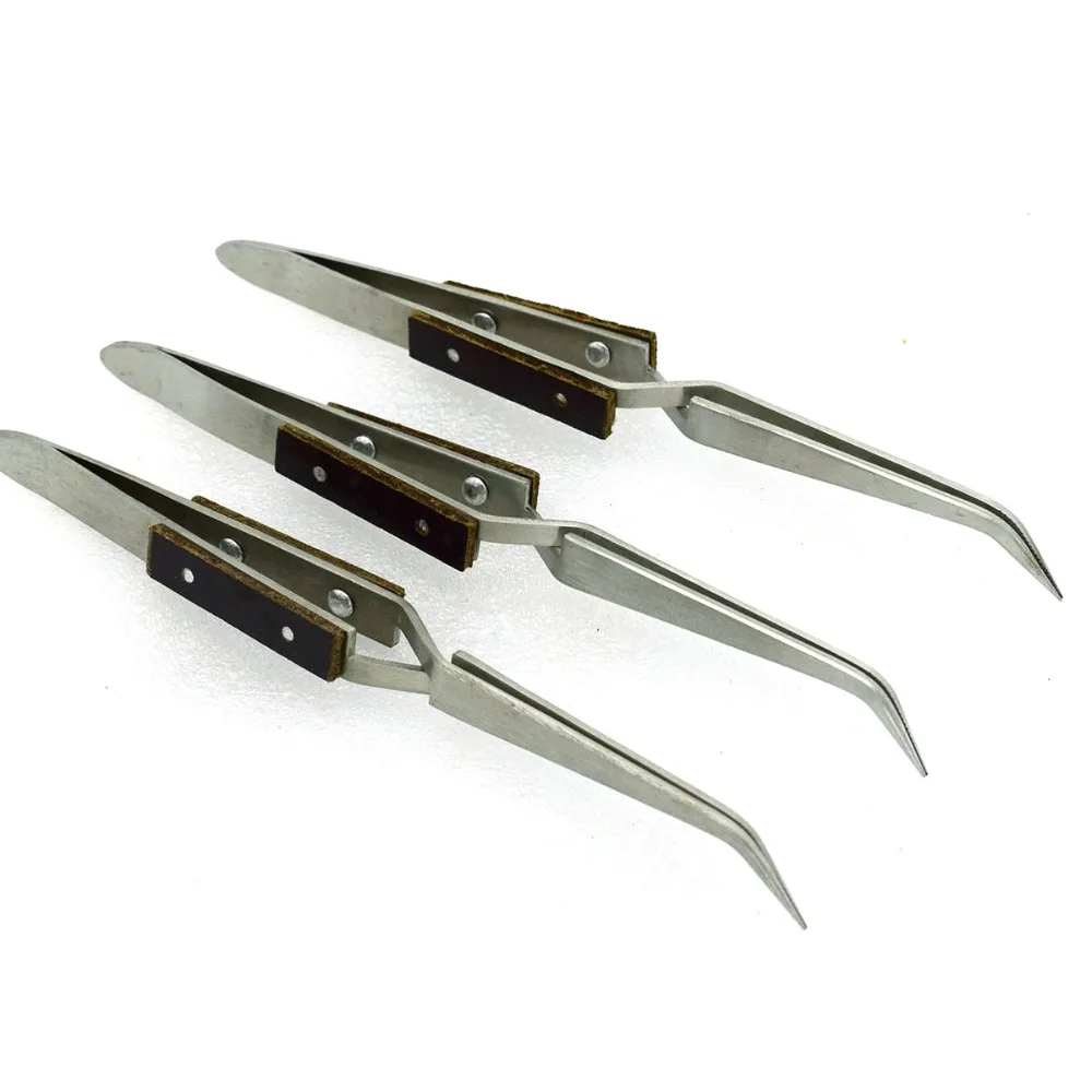 

Самоблокирующийся Пинцет для пайки, пинцет с изогнутыми волоконными рукоятками, пинцет с перекрестной блокировкой и драгоценными камнями, ...