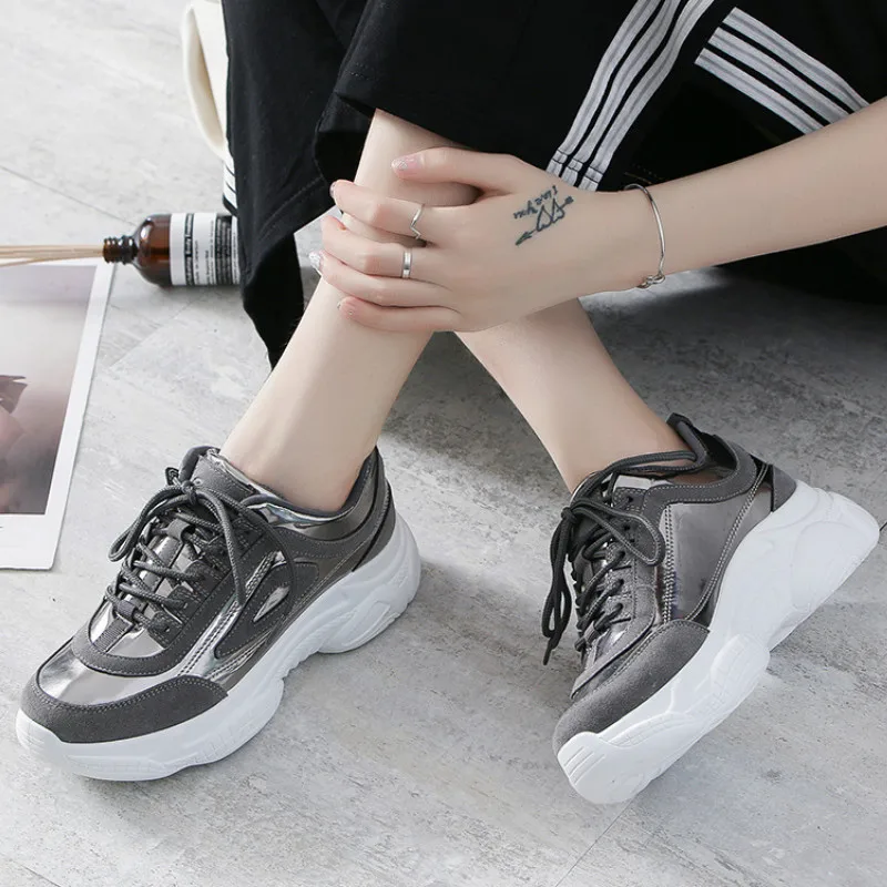 

Autumn Women Vulcanized Flats Shoes Casual Comfortable Breathable Mesh Platform Shoes Female Sneakers Chaussure Femme X1-41