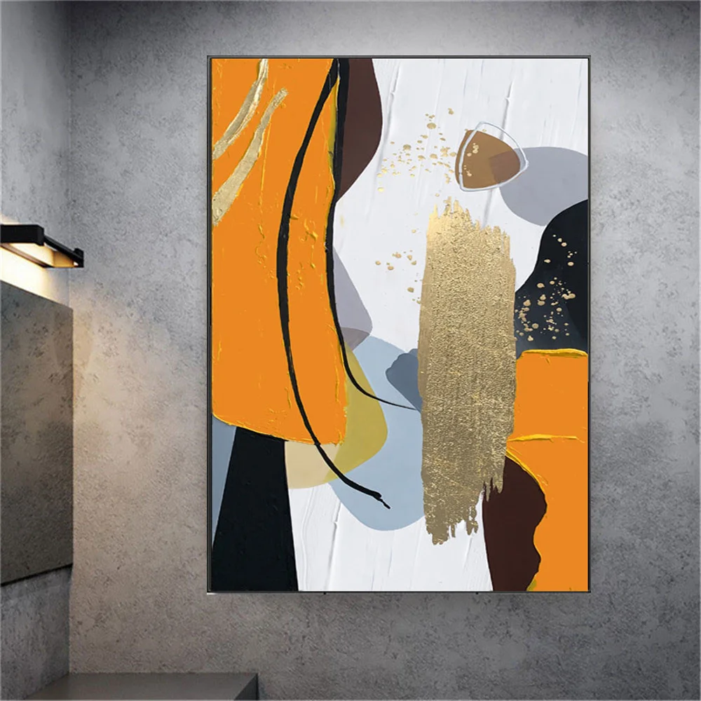 

Hand-painted oil painting orange dance porch living room sofa background wall abstract painting vertical version without frame