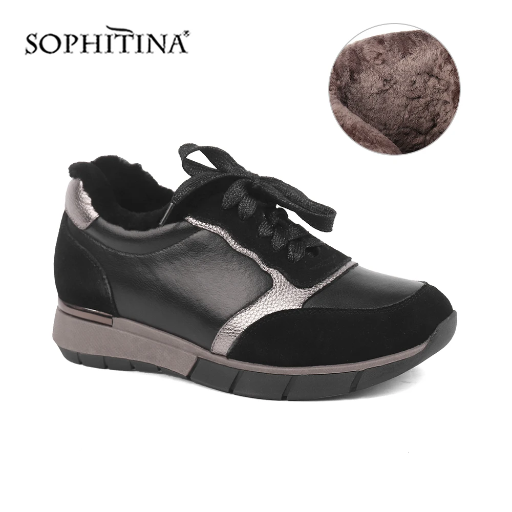 SOPHITINA/Новые Зимние удобные женские туфли на плоской подошве высокого качества из