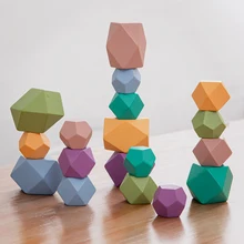 DIY Montessori Game Wooden Jenga Building Blocks Ins Nordic Style Rainbow Stone Stacking Game Children‘s Wooden Educational Toys