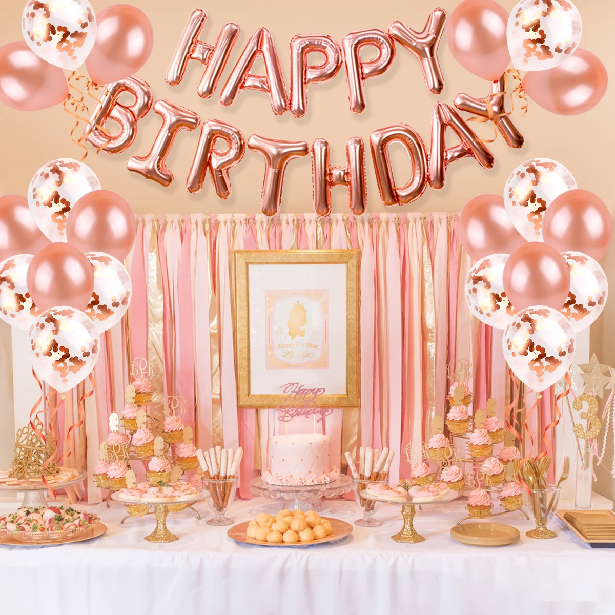 

Rose Gold Balloon Box Baby Custom Name Letter Transparent Box Girl Baby Shower Decorations Welcome Baby 1st Birthday Party Decor