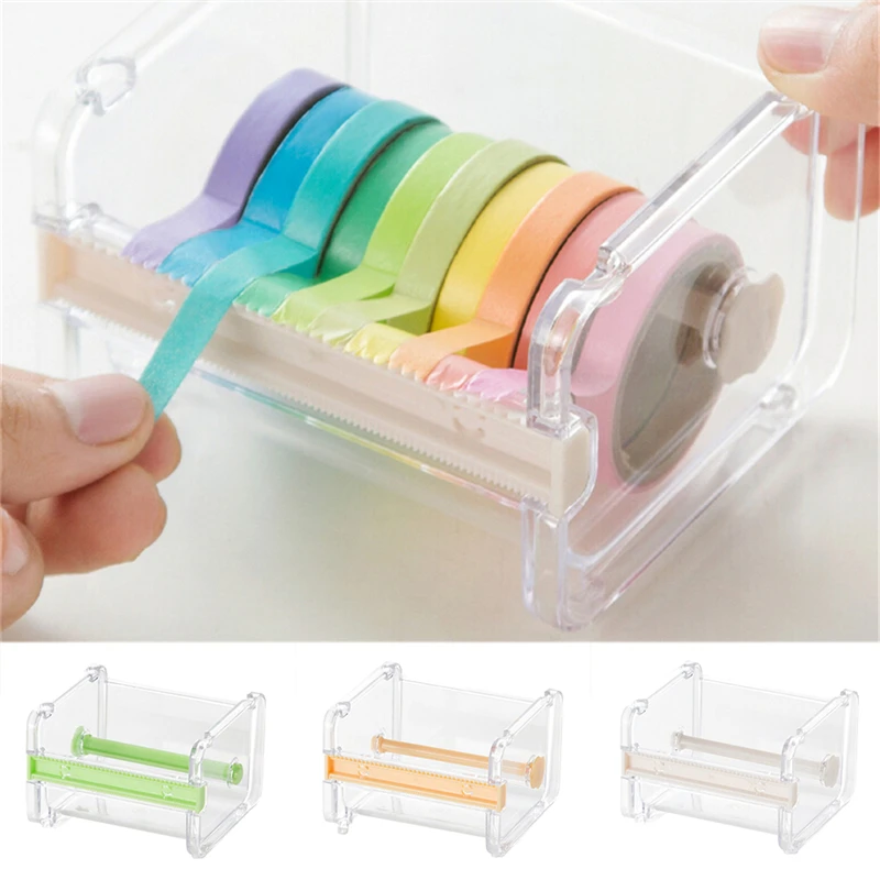 

1pc Creative Tape Cutter Set Tape Tool Transparent Tape Holder Tape Dispenser School Supplies Office Stationery