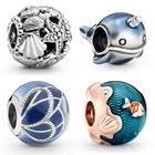 Мерцающие ракушки и сердца из искусственных звёзд и морских звёзд, океанские волны и рыбы, браслет, искусственное серебряное очарование, ювелирные изделия сделай сам