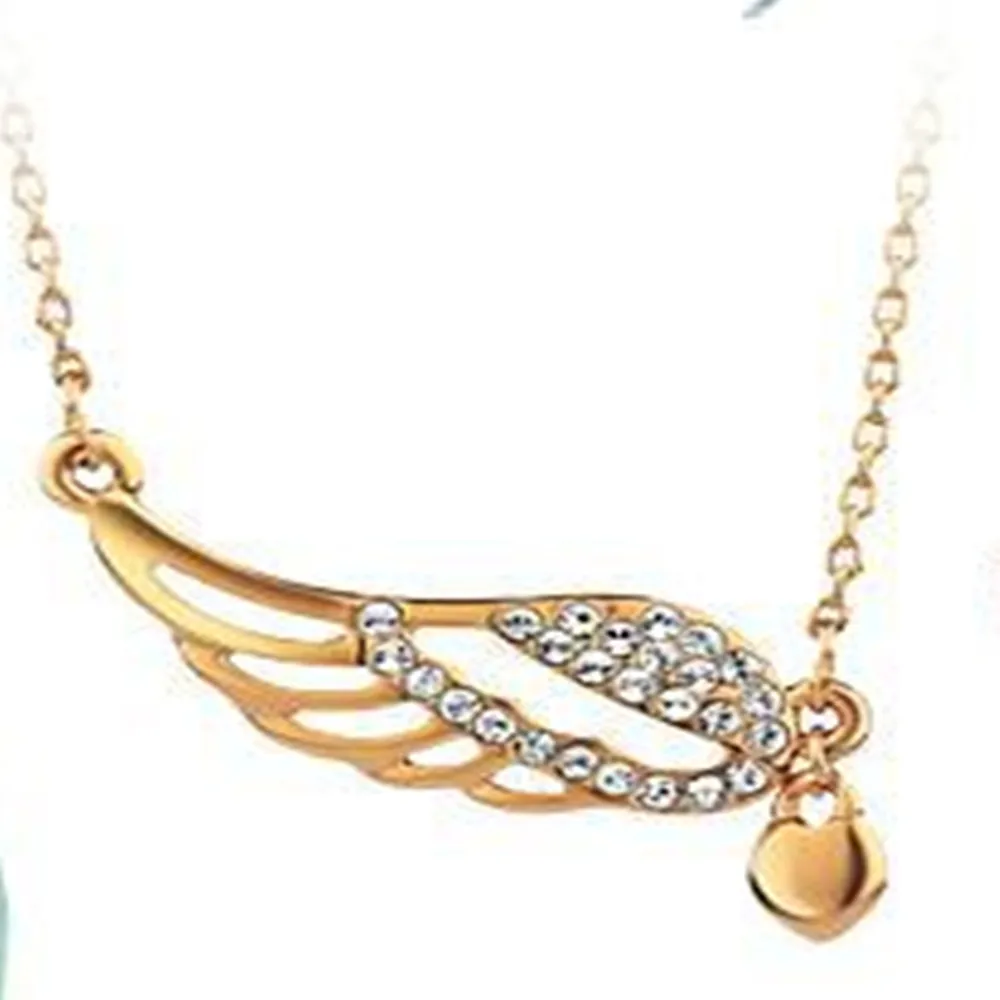 

Angel Wings Peach Heart Crystal Hollow Women's Necklace New Fashion Temperament Necklace Jewelry Gift Wholesale