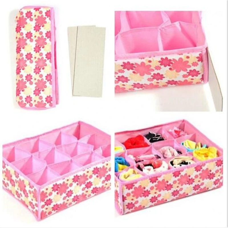 

Hot Sale Folding 12 Grid Storage Box For Bra Underwear Socks