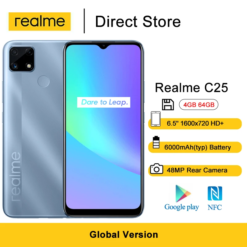 Смартфон Realme C25 4 + 64 ГБ 6 5 '' Android 11 6000 мАч | Мобильные телефоны и аксессуары