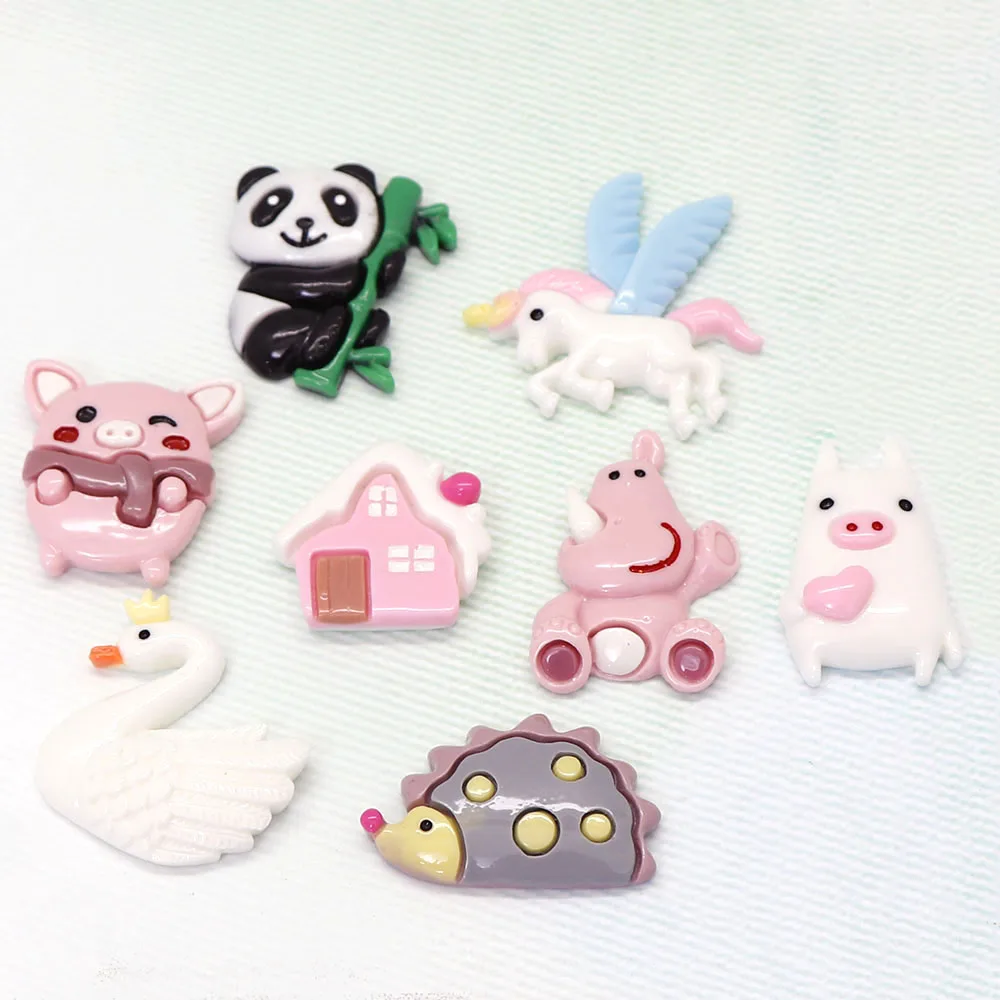 8 шт./пакет милый мультяшный кабошон с животными пандой лебедем свиньей лошадкой