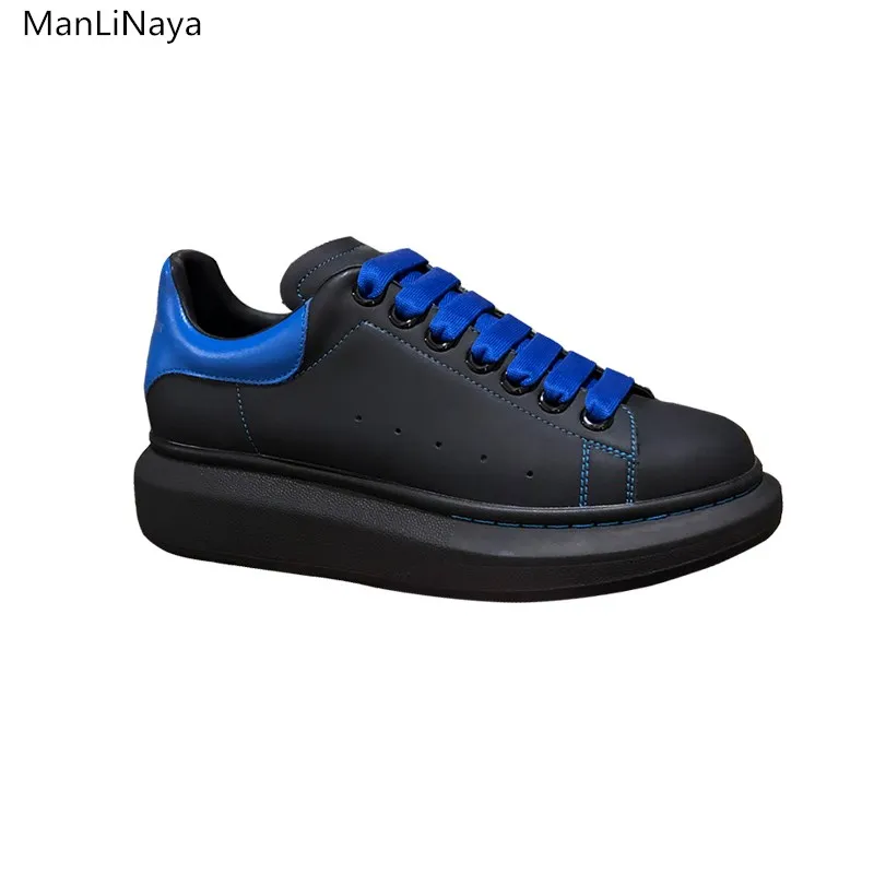 Кроссовки мужские на шнуровке натуральная кожа круглый носок толстая плоская