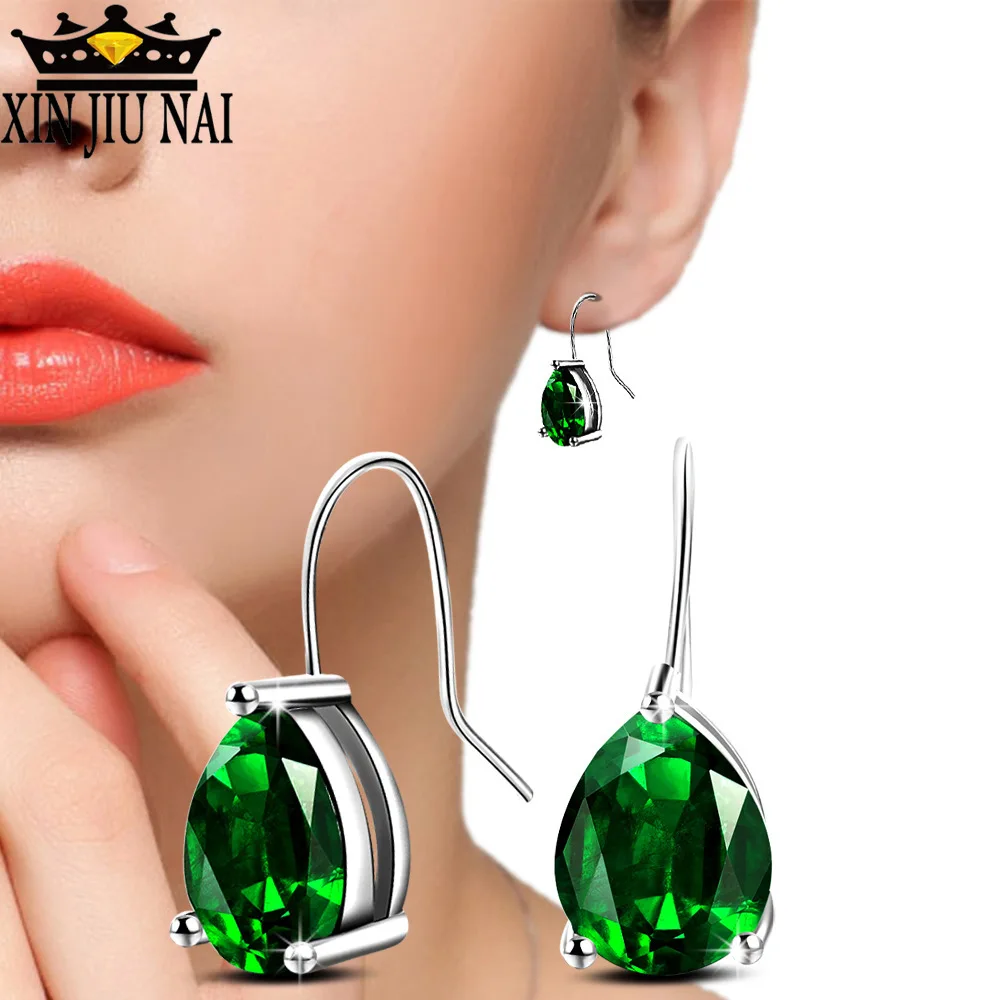 Серьги корейские модные серьги для женщин Свадебные с камнями Серебряный Цвет