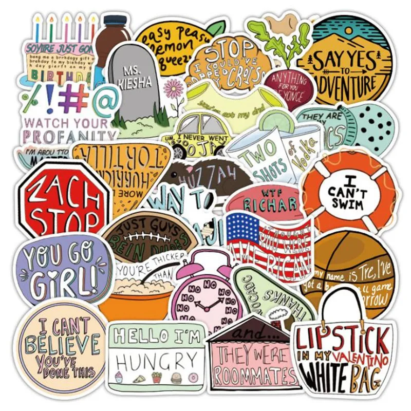 

10/30/50 PCS Vine Fresh Cartoon Letters Graffiti Car Laptop Luggage Skateboard Guitar Waterproof Stickers Wholesale