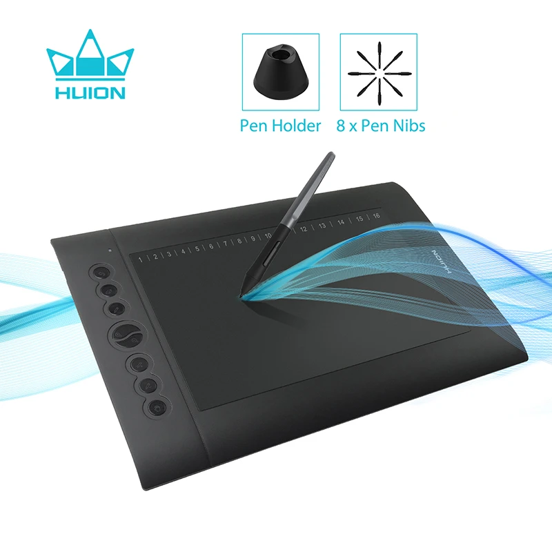 HUION H610 PRO V2 новые графический планшет Профессиональный цифровой рисунок пером планшеты с Батарея- ручка наклона Функция 8192 уровней