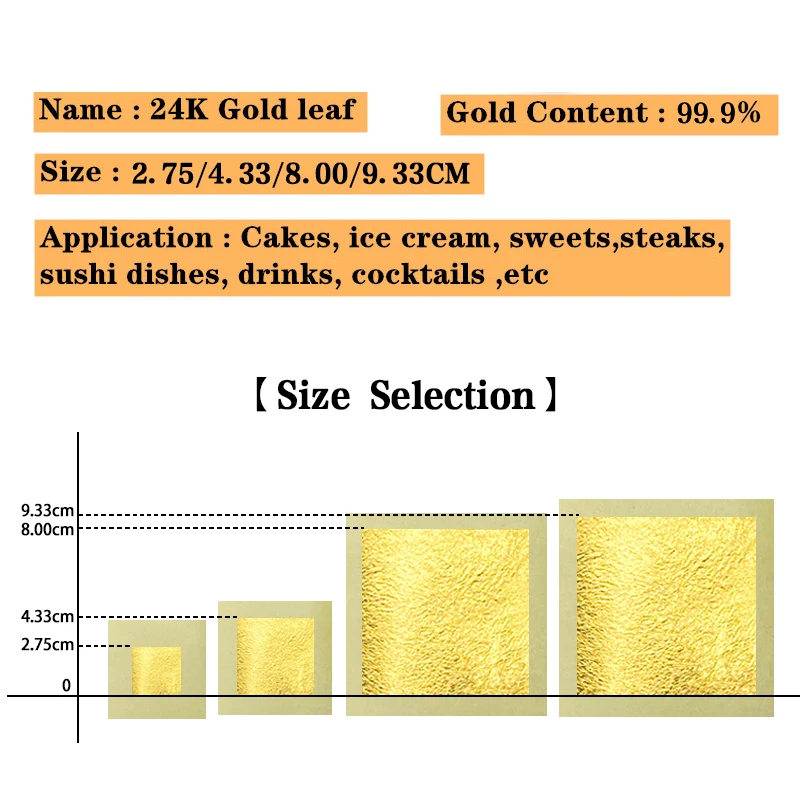 24K Gold Leaf листочек из съедобного золота 4 33 см x оптовая закупка на заказ без