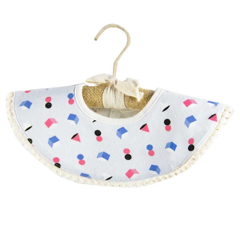 

Cartoon Print Baby Bib Cotton Saliva Towel Round Petal Newborn Rice Feeding Burp