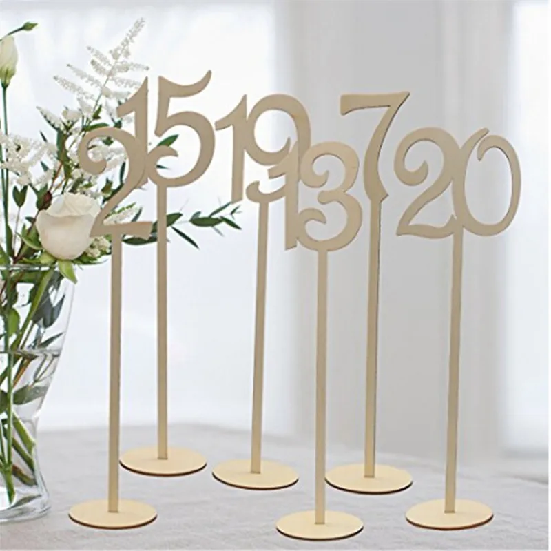 

10pcs/pack Hot Style Wooden Wedding Supplies Wedding Place Holder Table Number Figure Card Digital Seat Decoration