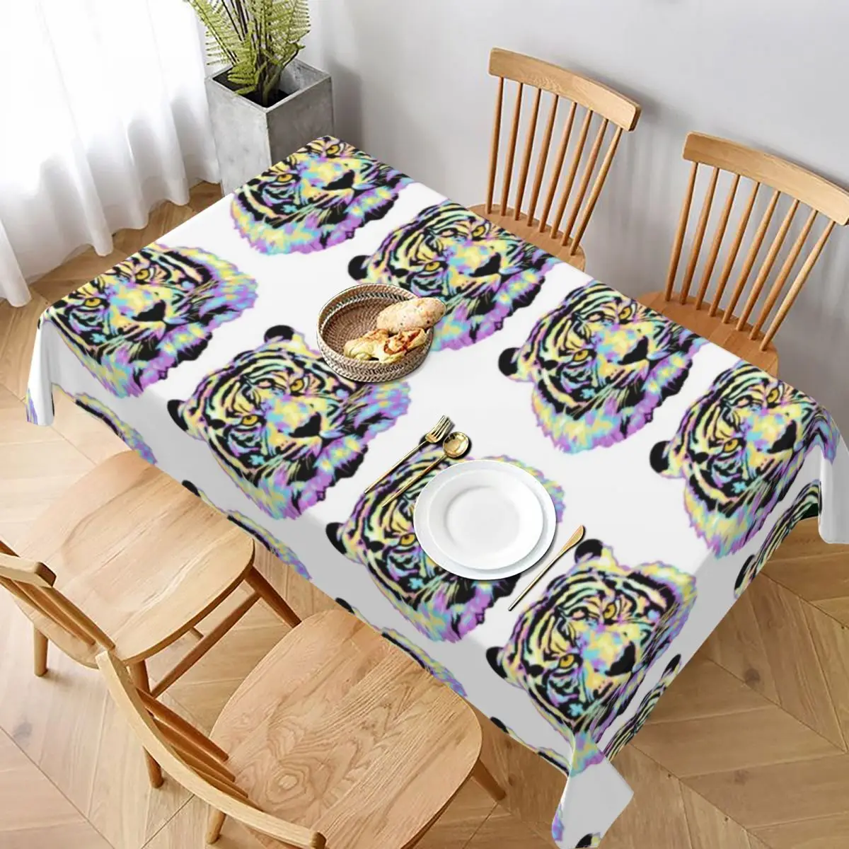 Тигра скатерти моющиеся Печатный стол из лайкры растягивающегося спандекса