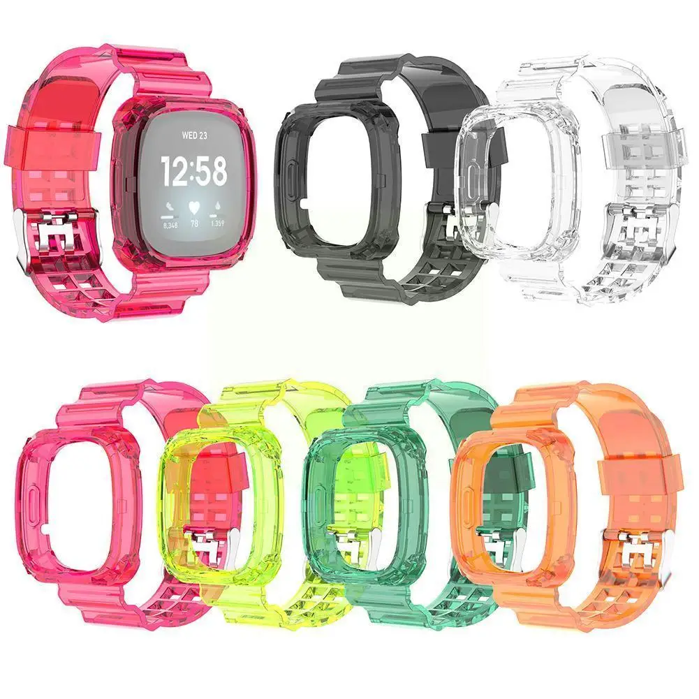 

1pc Strap For Fitbit Wristband Silicone Bracelet Transparent For Fitbit Versa 3 / Fitbit Sense Watch Band Glacier Clear Ban T6f0