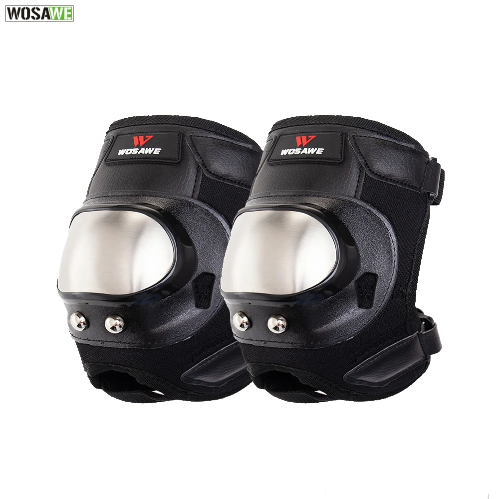 WOSAWE Motorcycle Stainless Steel Knee Pads Elbow Pad Set Motocross Off-road Racing Anti-Fall Protective Gear Body Guard |