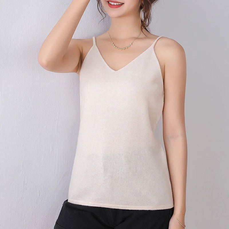 

adishre 2020 woman Vest summer sweaters knitted Sleeveless Pullovers jumper High Quality Female knitwear V-neck cool comfortable