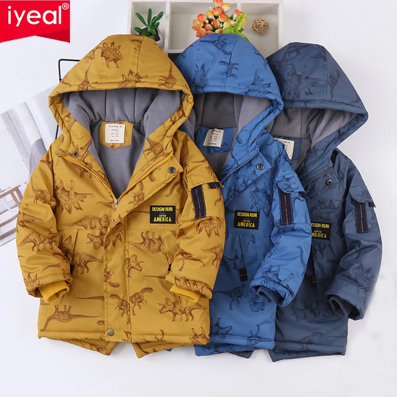 

IYEAL Boys Winter Jacket Children Long Sleeve Hooded Active Windbreaker Teenage Clothes Big Boys Velvet Sport Coat Boys Outwear