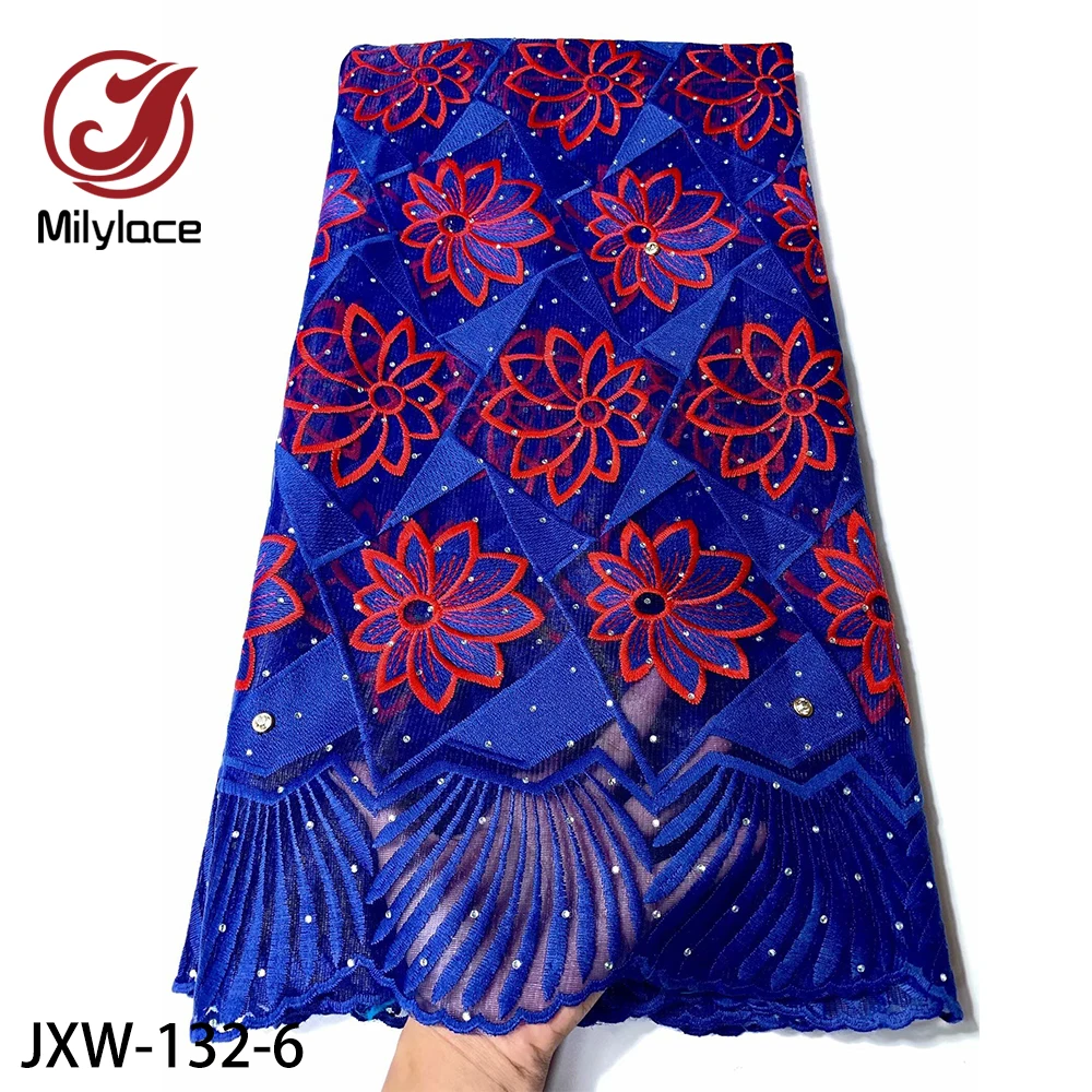 Milylace новейшая нигерийская Кружевная Ткань 5 ярдов Цветочная вышивка тюль